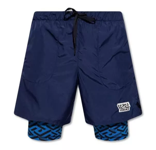 Versace Shorts Versace Navy Greca Print Shorts Blue