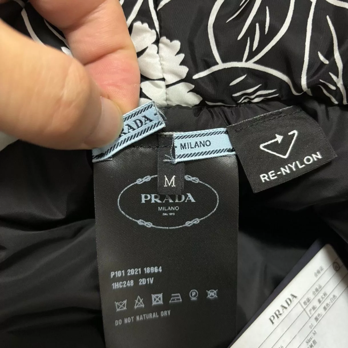 Prada Hats Prada Printed Nylon Bucket Hat Black