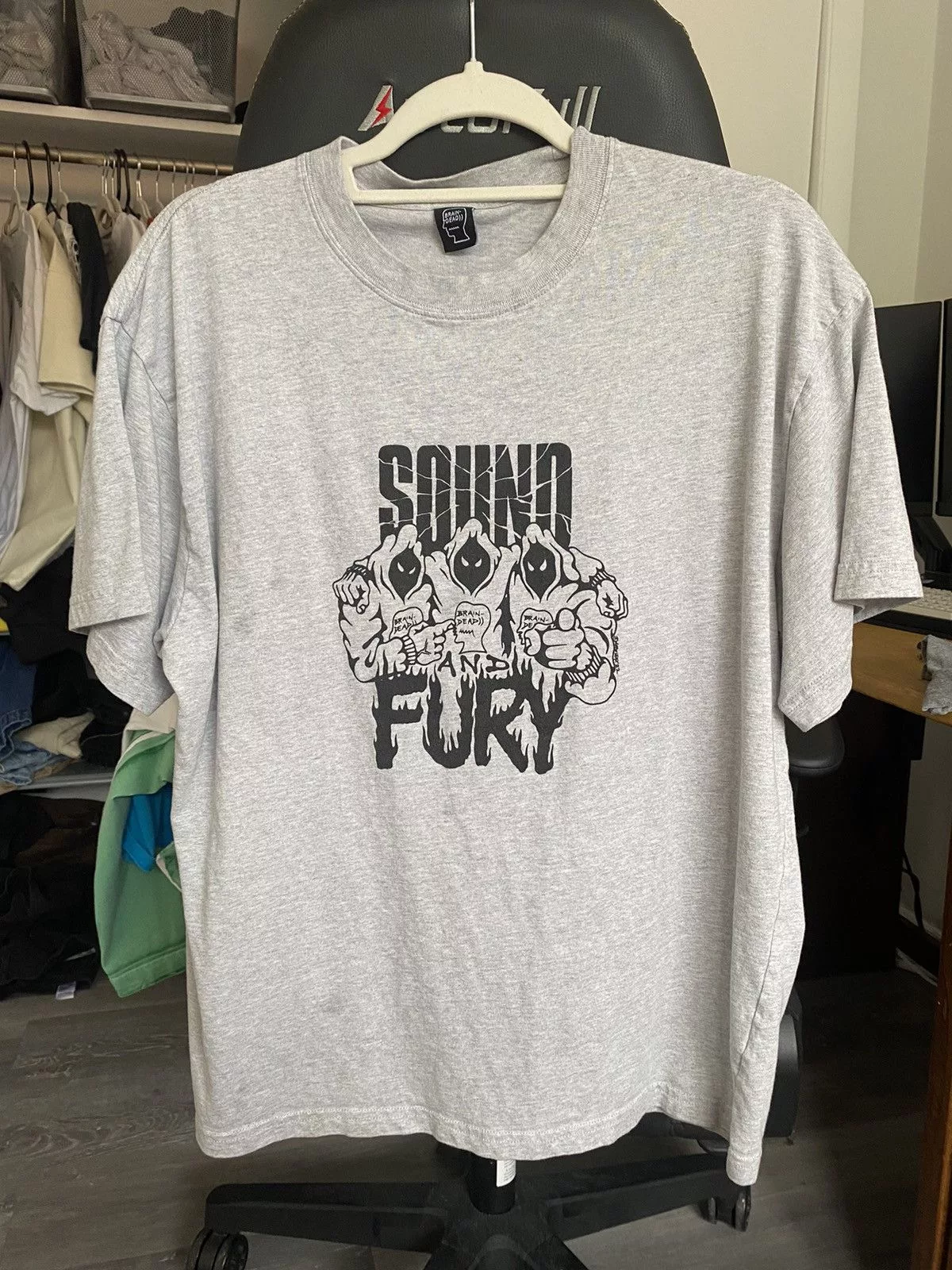 Brain Dead Short Sleeve T Shirts Brain Dead Sound Fury tee grey Gray
