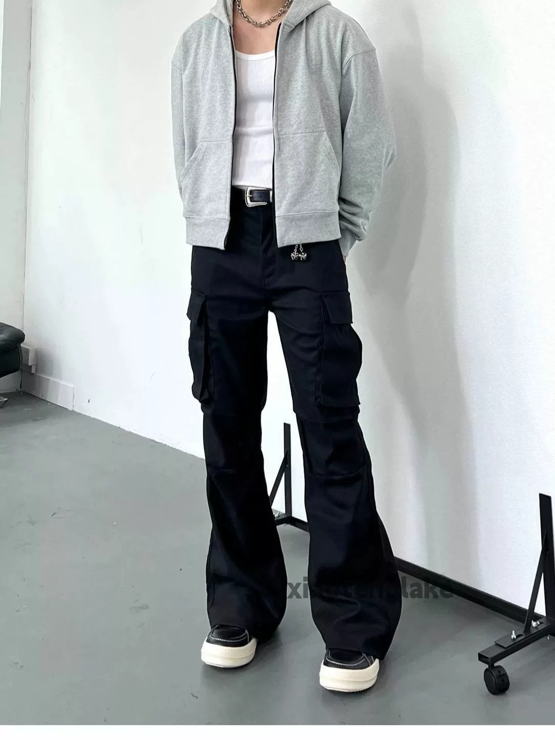 Designer Casual Pants Designer × Japanese Brand × Vintage utility sports yuppie dance flared cargo pants Black