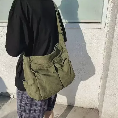 Other Bags Luggage Other Solid Large Capacity Casual Canvas Shoulder Bags Green Streetwear