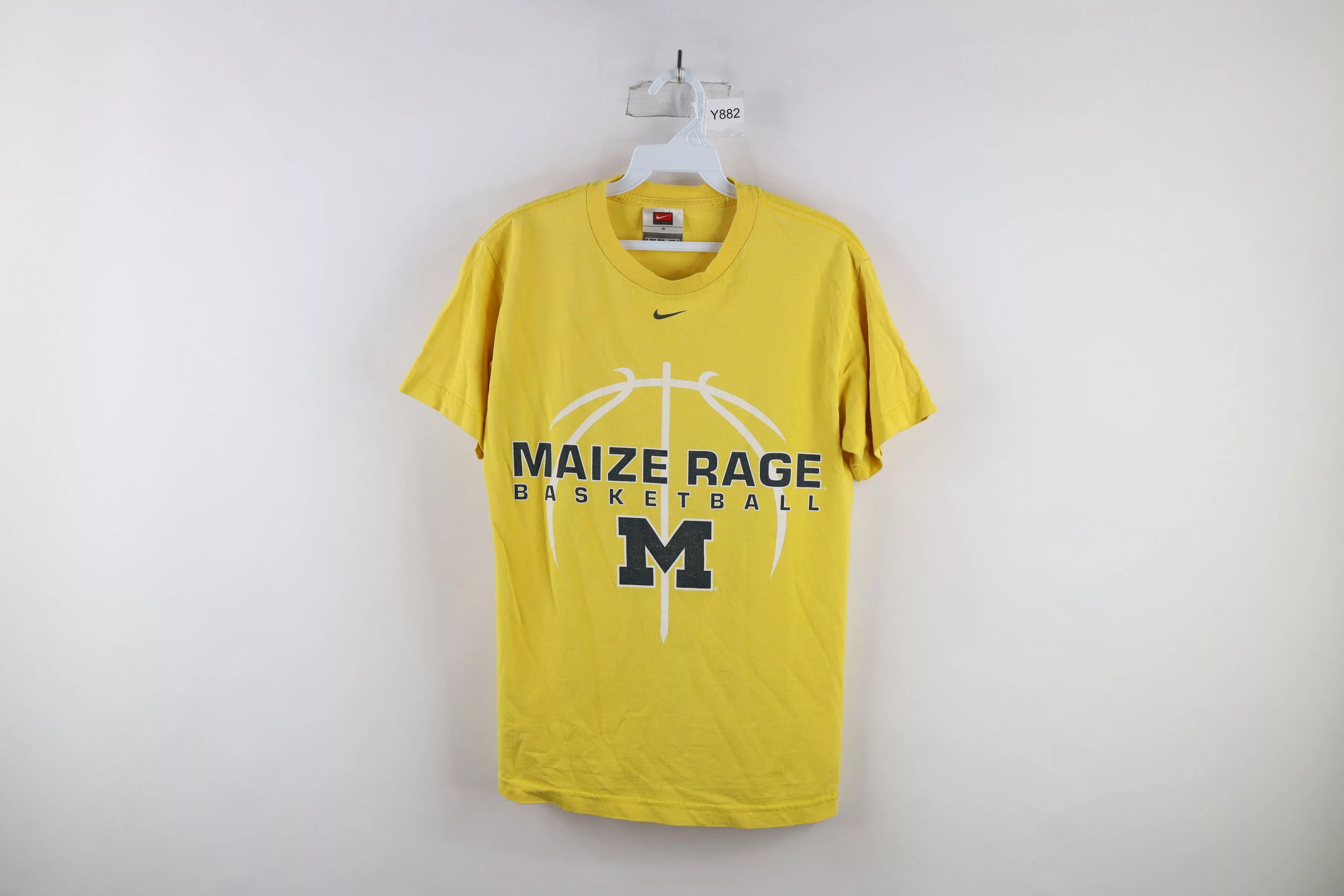 Nike Short Sleeve T Shirts Nike × Vintage Vintage Nike University of Michigan Basketball T-Shirt Yellow