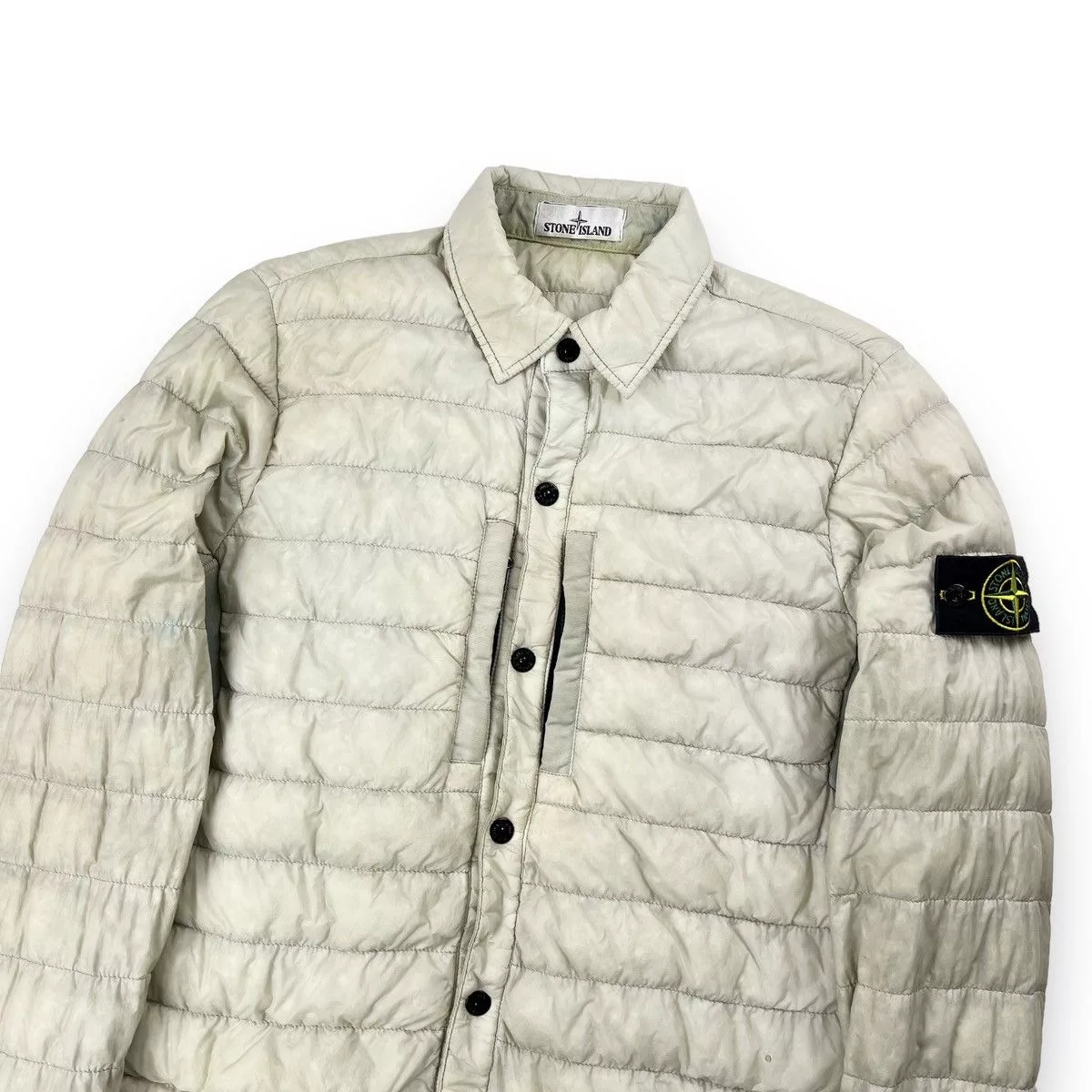 Stone Island Light Jackets Stone Island Beige Padded Overshirt Jacket