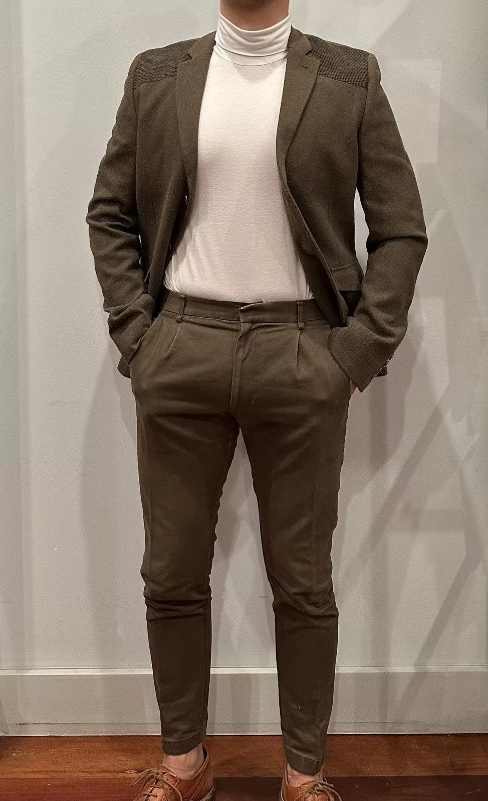 Topman Suits Topman 3 Button Wool & Cotton Suit Green