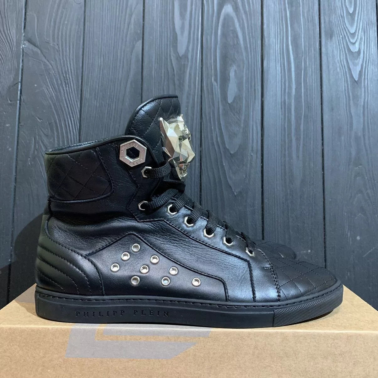 Philipp Plein Hi Top Sneakers Philipp Plein Women’s Leather Sneakers Size 38 Black Luxury