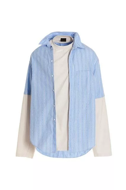 Balenciaga Shirts Button Ups Balenciaga o1la1rc1a0624 Trompe I Oeil Shirt in Multicolor