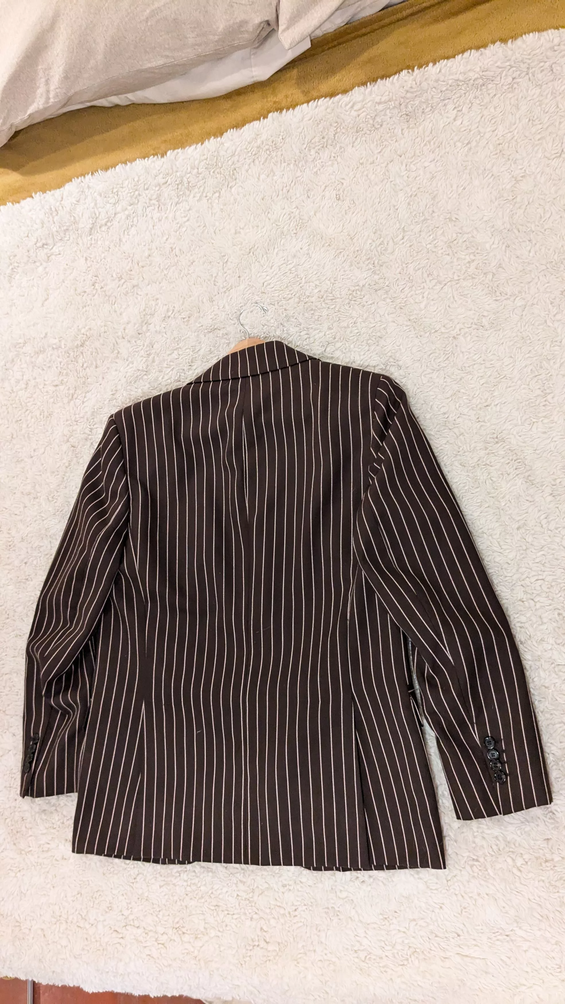 Acne Studios Suits Acne Studios Brown and Pink Pinstripe Suit Jacket