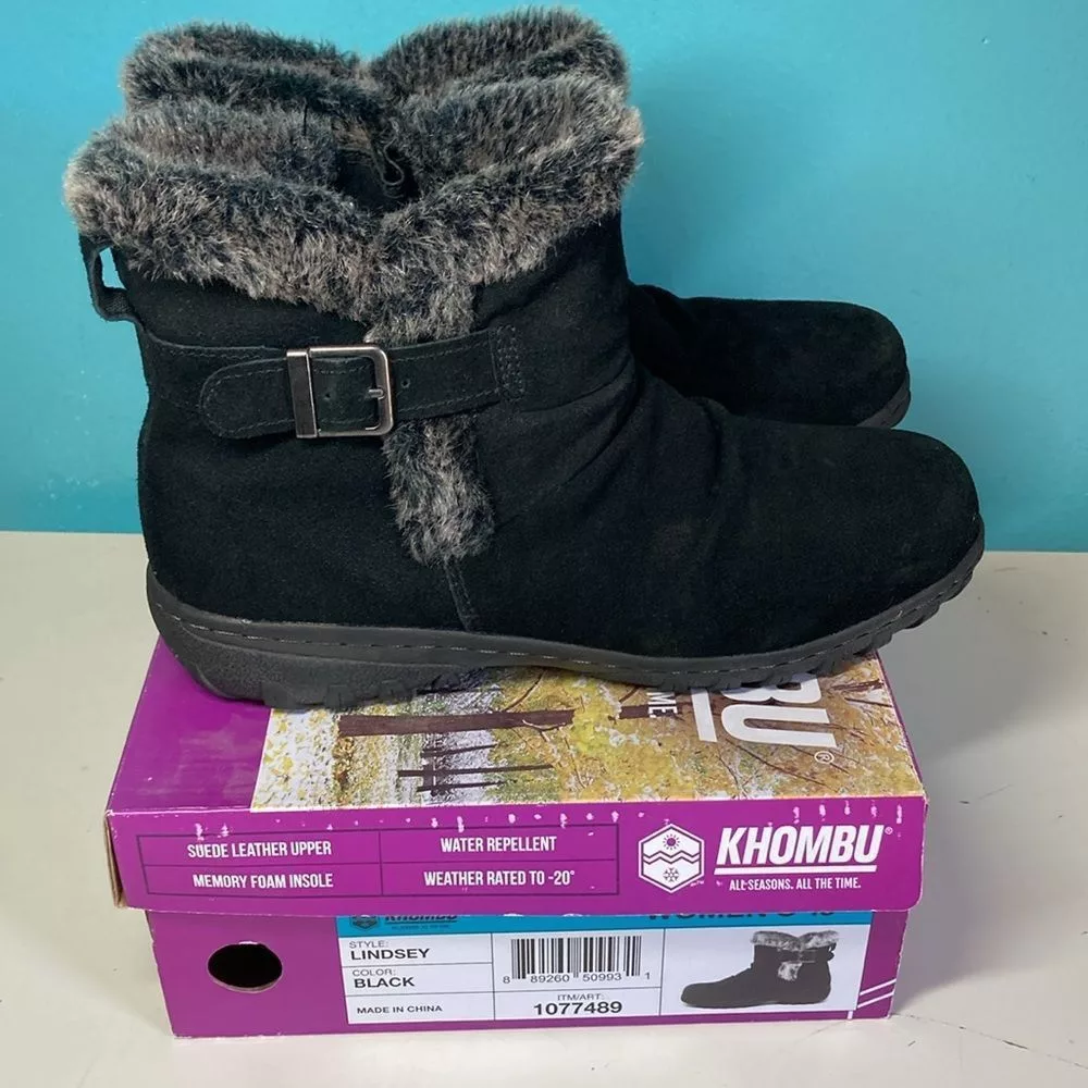 Other Boots Other Khombu Lindsay Black Leather Ankle Boots Size 10