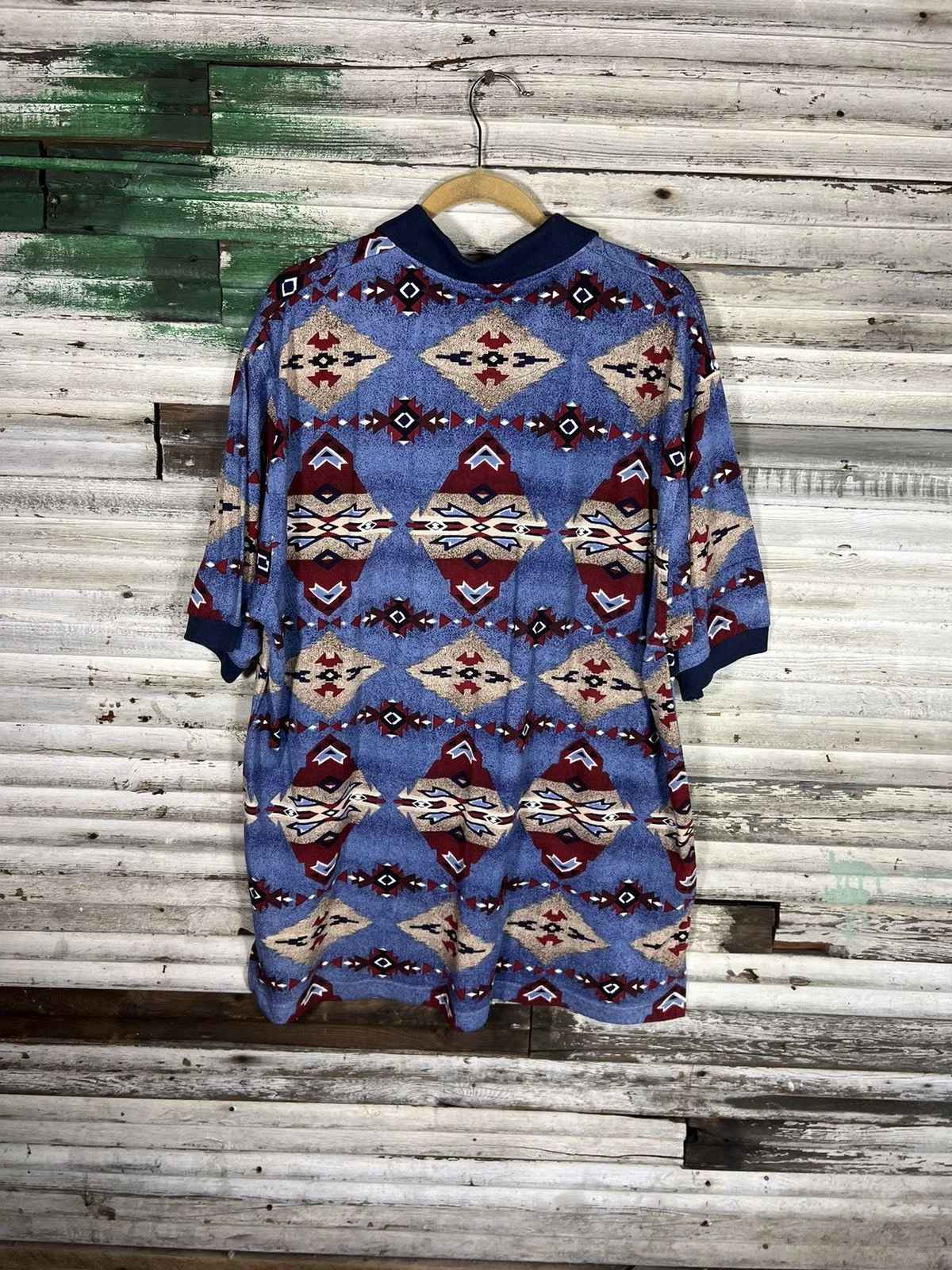 Vintage Polos Vintage Aztec AOP Polo Blue