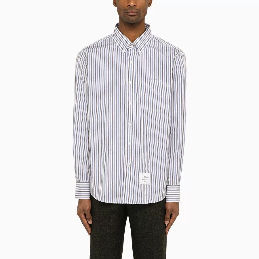 Thom Browne Shirts Button Ups Thom Browne o1d2blof0724 Striped Poplin Shirt in Multicolor