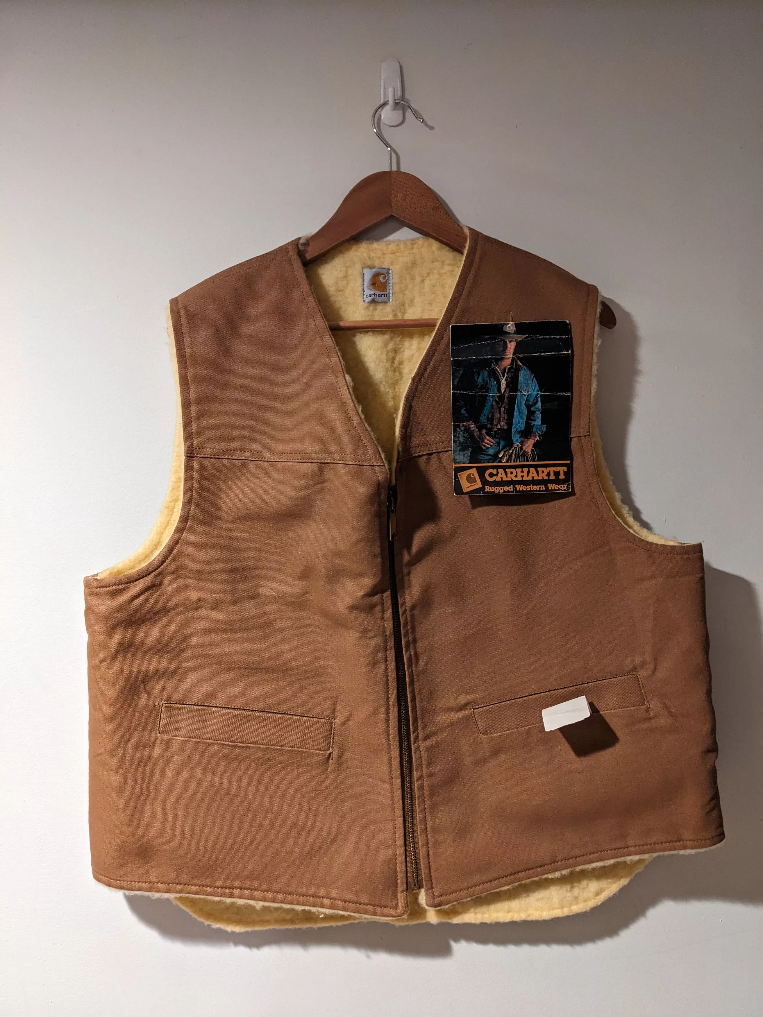 Carhartt Vests Vintage Carhartt Union Made Rugged Western Sherpa Lined Vest Brown