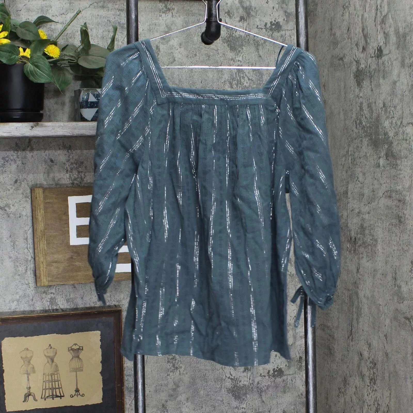 Designer Blouses Designer NWT Lc Lauren Conrad WL11W015RN2 M Underwater Stripe Blue