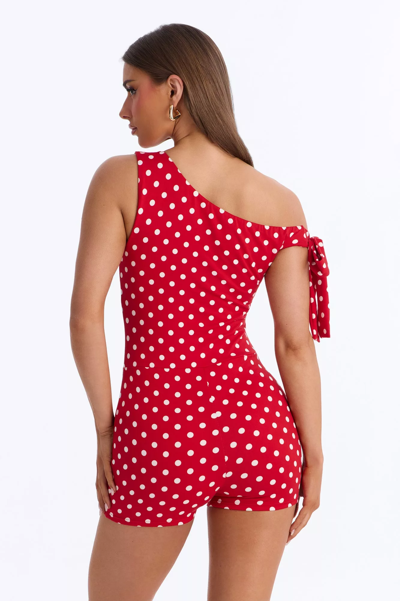 Bre Polka Dot Micro Romper - Red