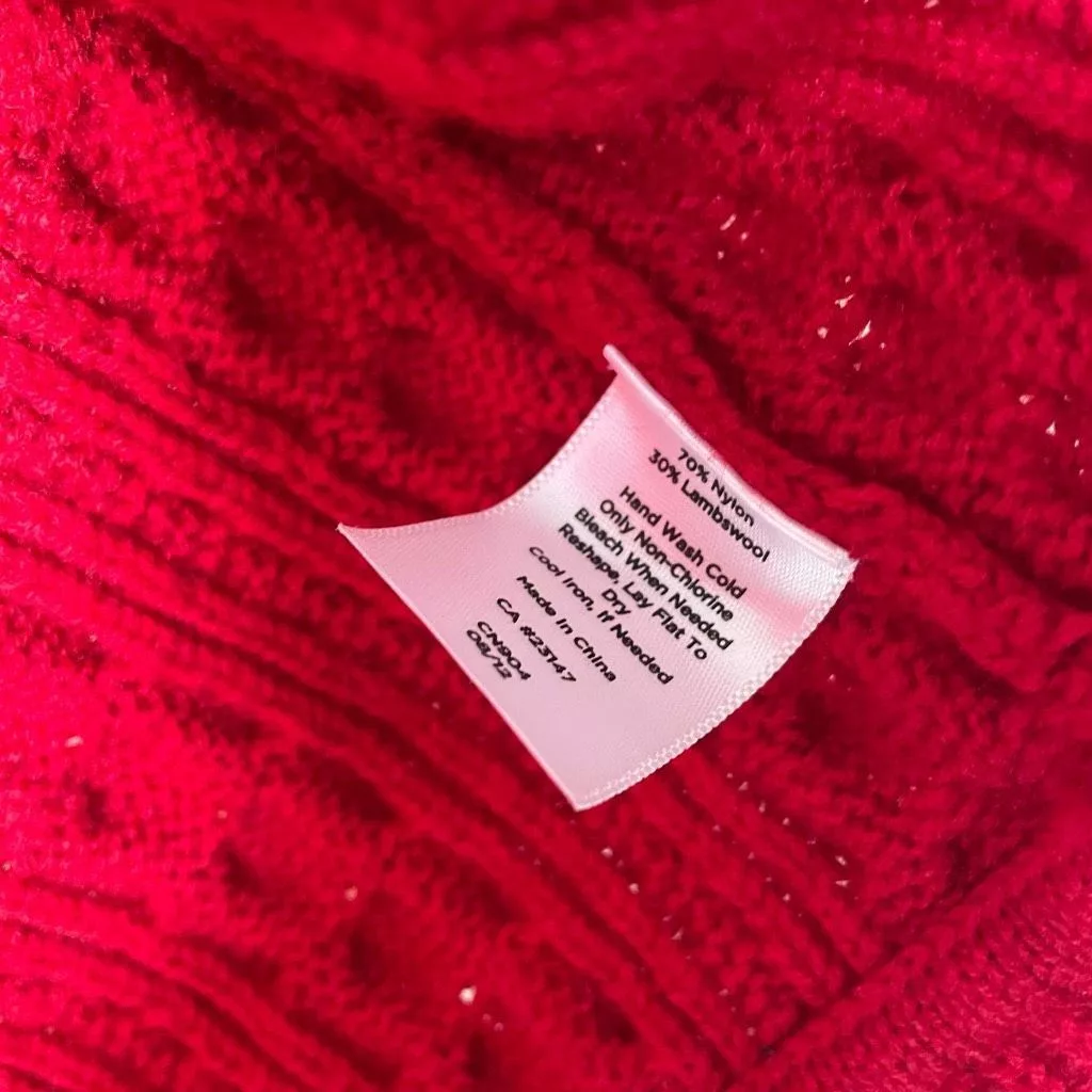 Other Sweaters Other Talbots Garnet Red Cable Knit Open Front Cardigan Sweater M