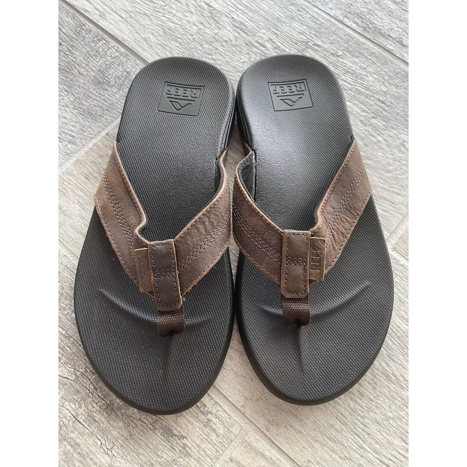 REEF Sandals Reef Mens Flip Flops Size 6 Cushion Phantom LE Brown Leather
