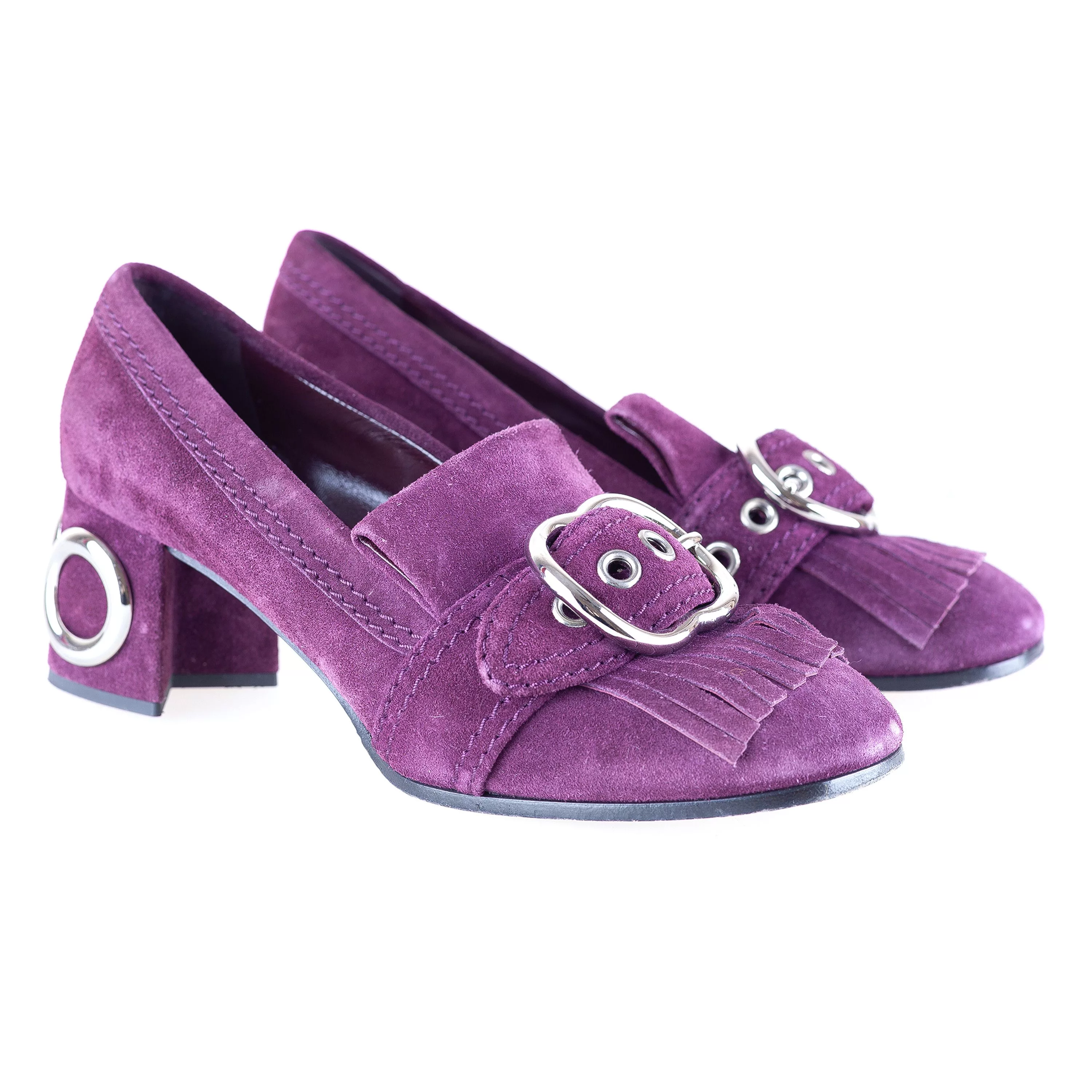 Miu Miu Heels Miu Miu × Vintage Miu Miu Purple Suede Buckle Heels (38 EU)