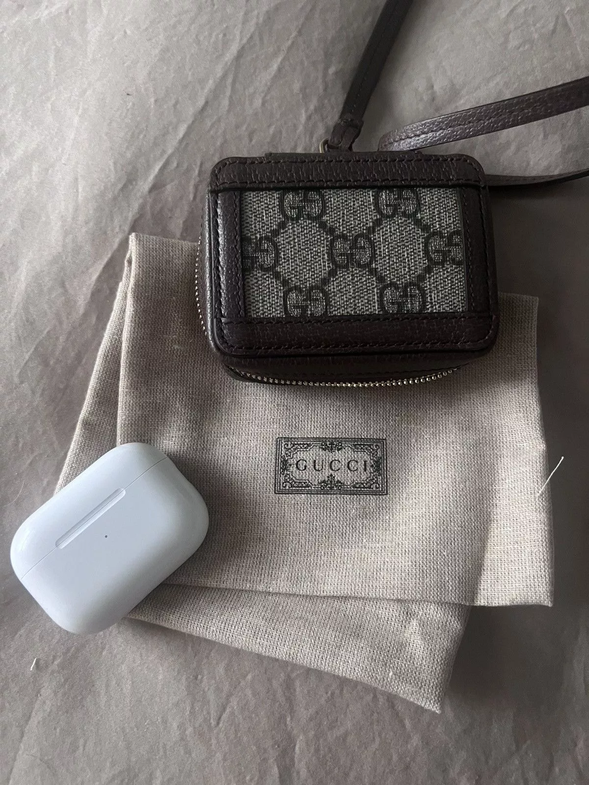 Gucci Miscellaneous Gucci AirPod case/lanyard Brown