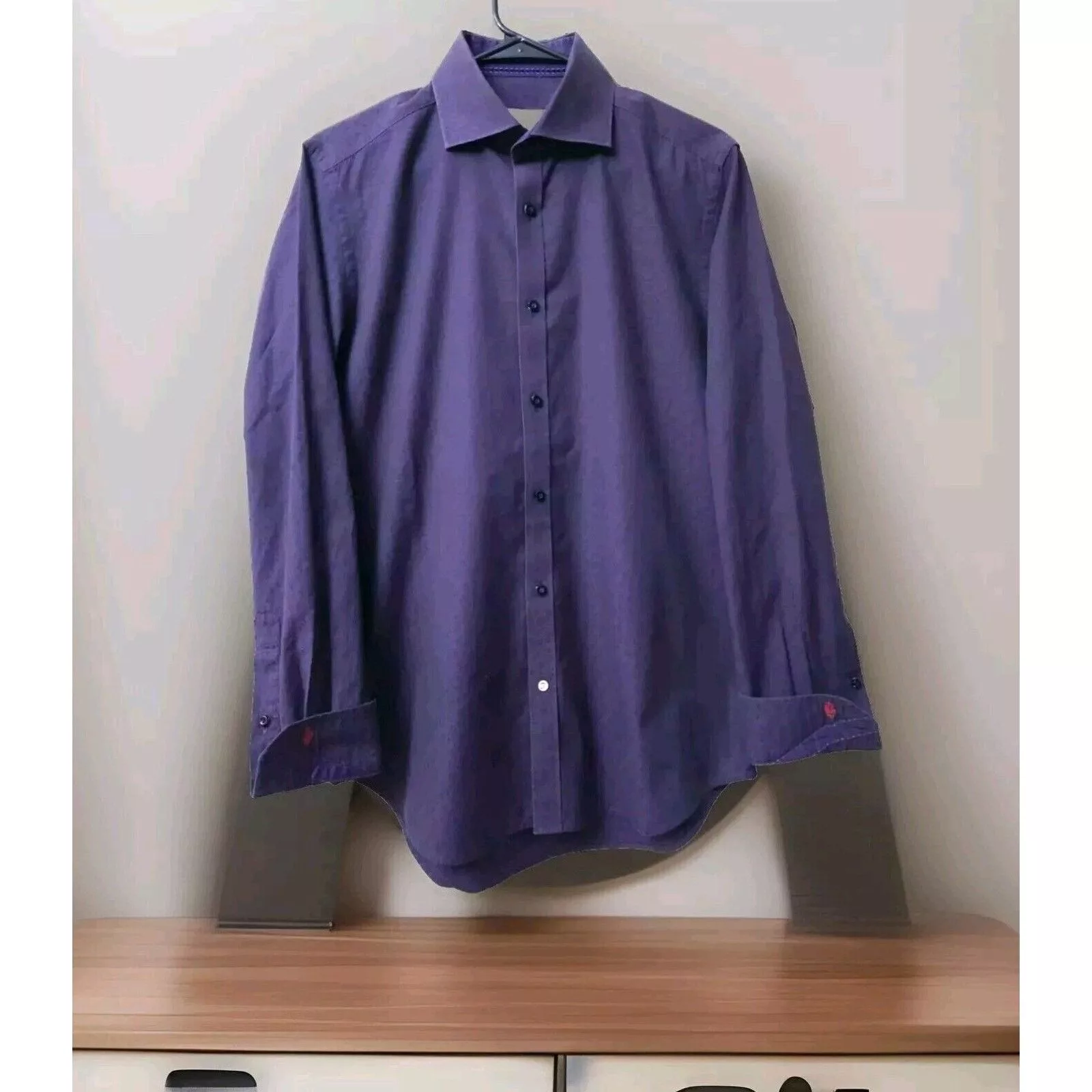 Robert Graham Shirts Button Ups Robert Graham Micro Woven Houndstooth Dress Cotton 38/15 Purple