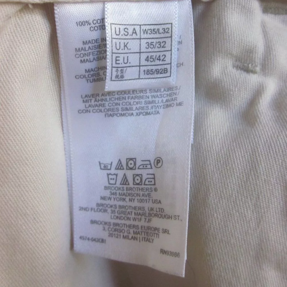 Brooks Brothers Casual Pants Brooks Brothers Mens Chino Pants 35 X 32 White