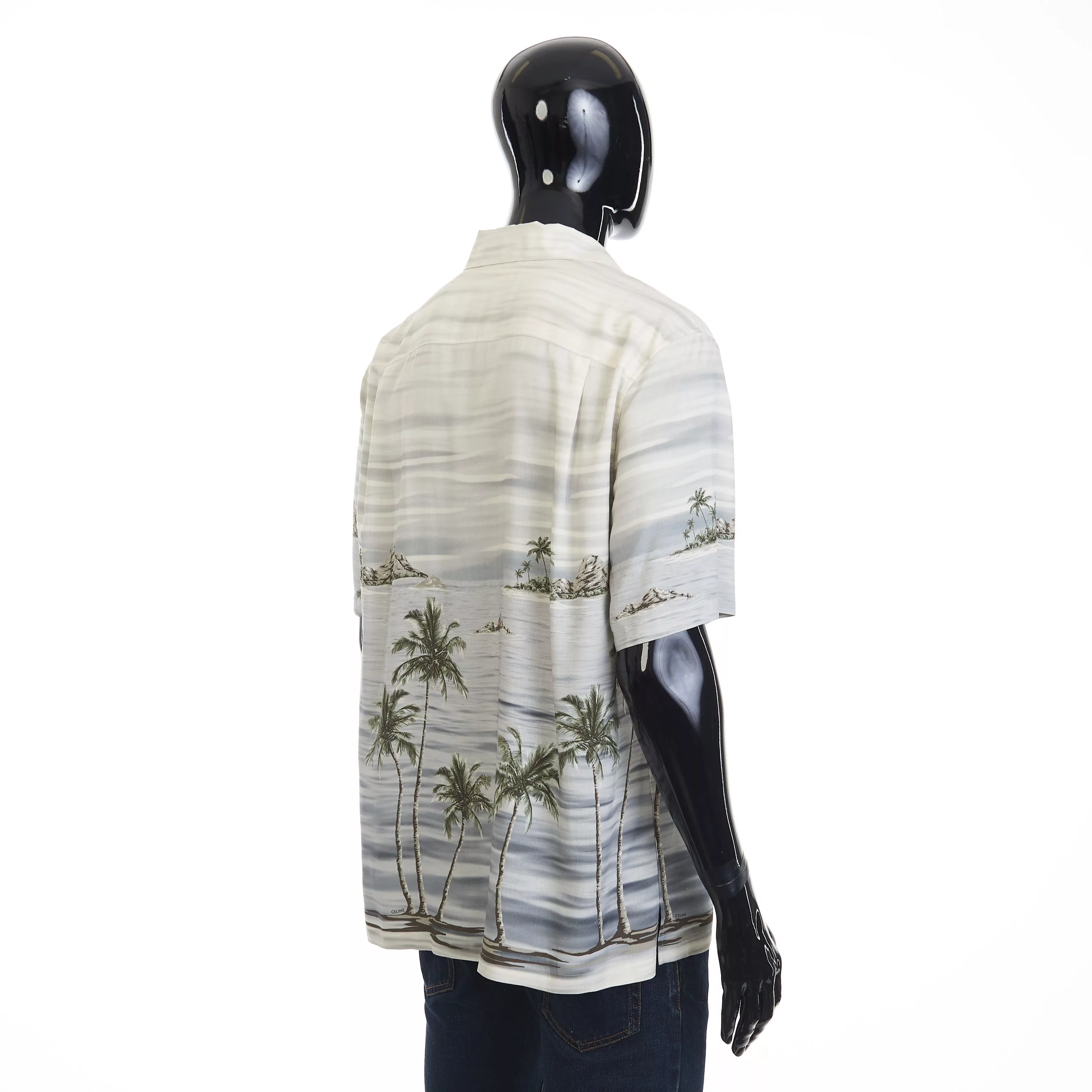 Celine Shirts Button Ups Celine Loose Hawaiian Shirt - Archipelago Print Viscose Gray