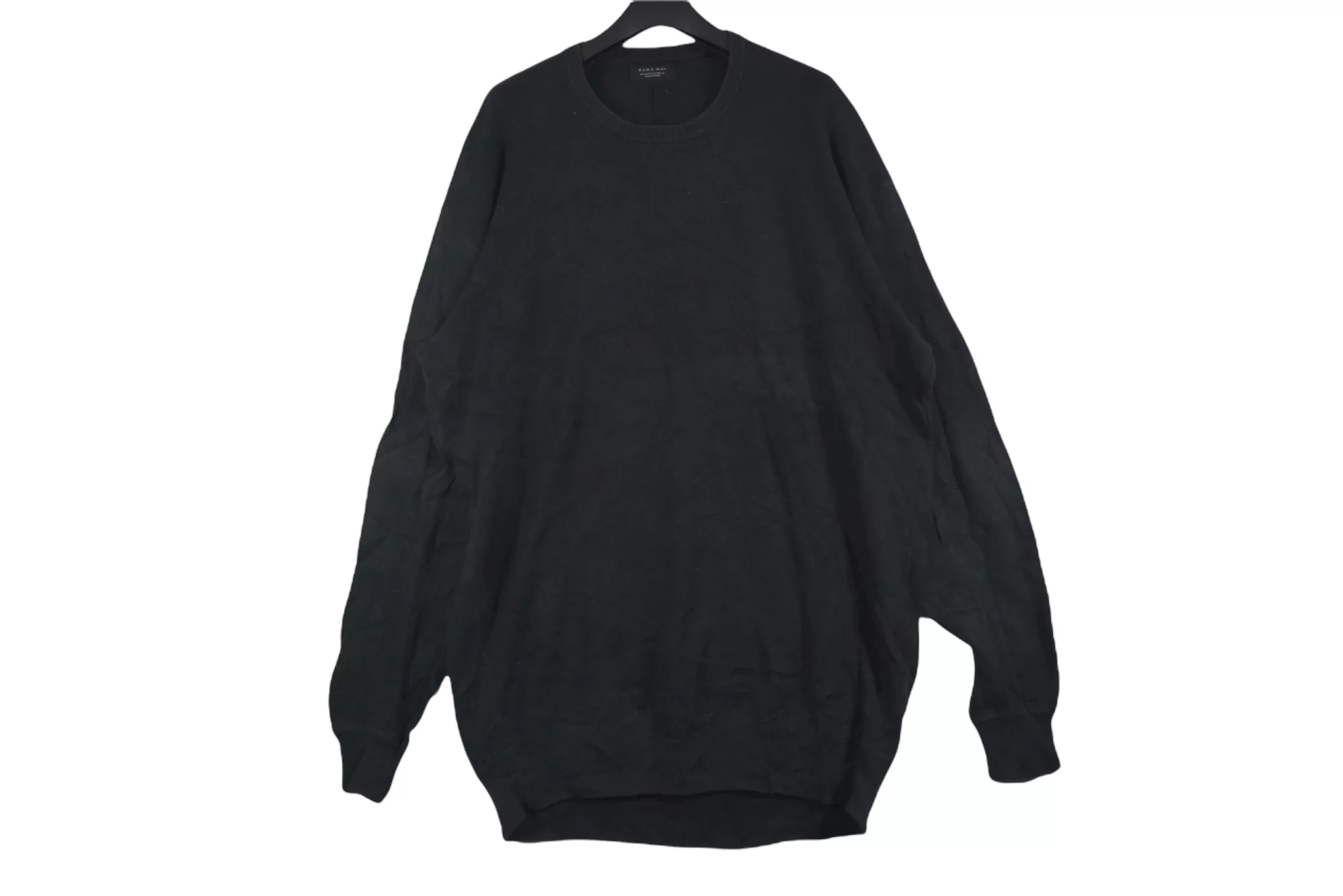 Zara Sweatshirts Hoodies Rare!! Vintage Zara Man Long Sweatshit Crewneck Plain Black