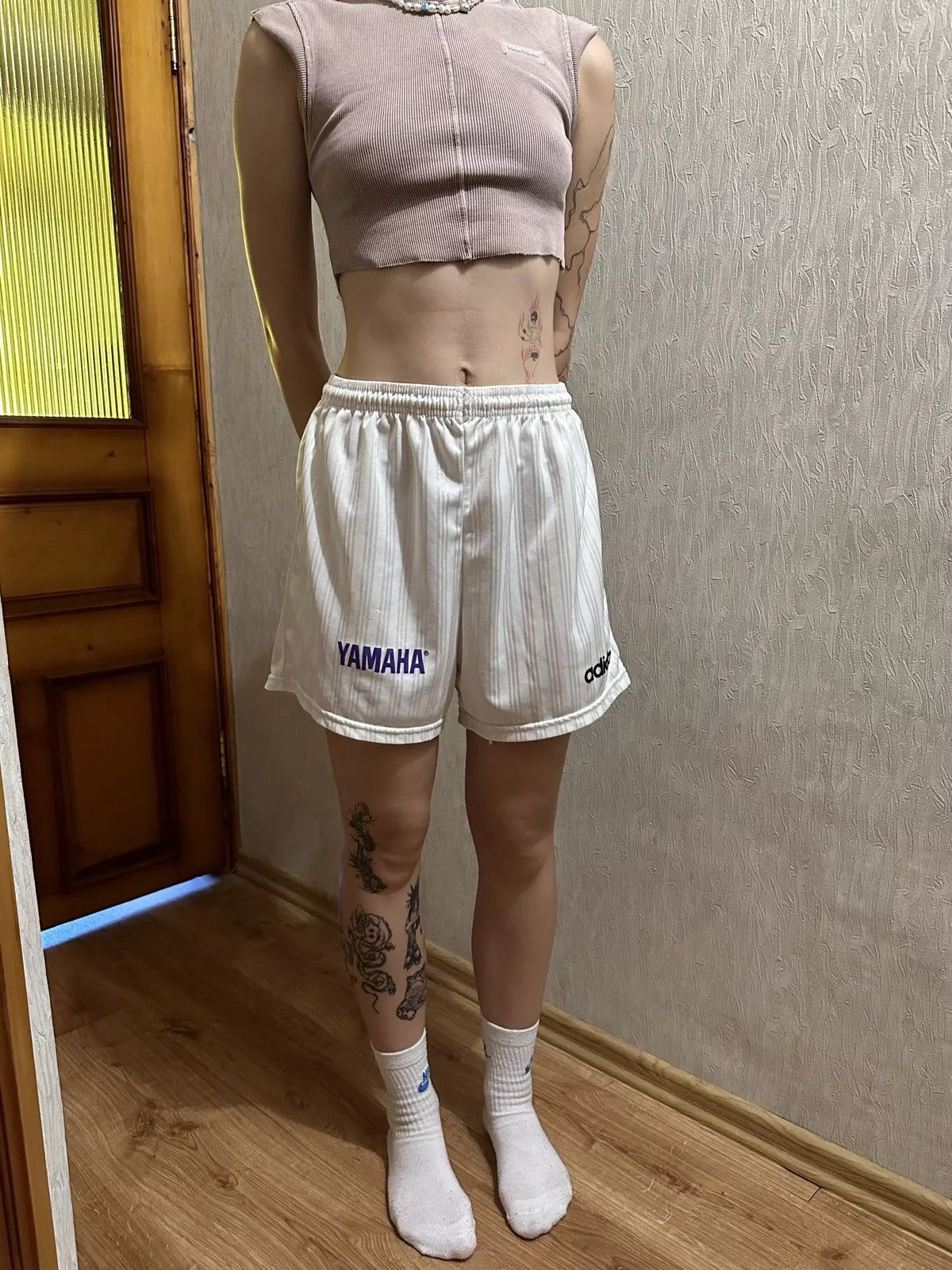 Adidas Shorts Adidas × Vintage Adidas Yamaha Sponsor Vintage Shorts 80s Made in UK White