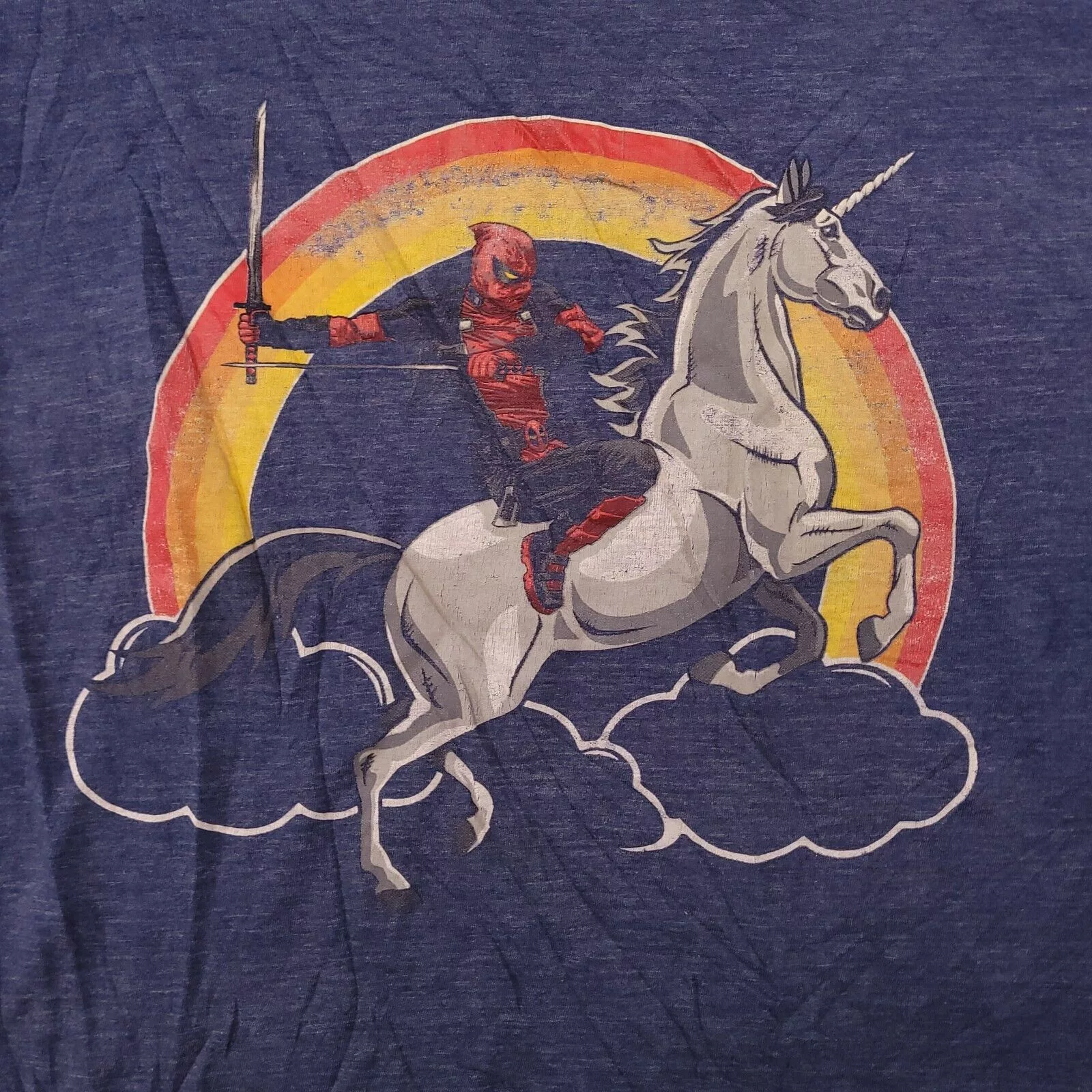 Marvel Comics Short Sleeve T Shirts Marvel Comics Marvel Deadpool Casual Pullover T Shirt Adult Mens Size M Blue