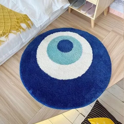 Other Miscellaneous Other 3D Fluffy Evil Eye Circle Soft Rug Blue