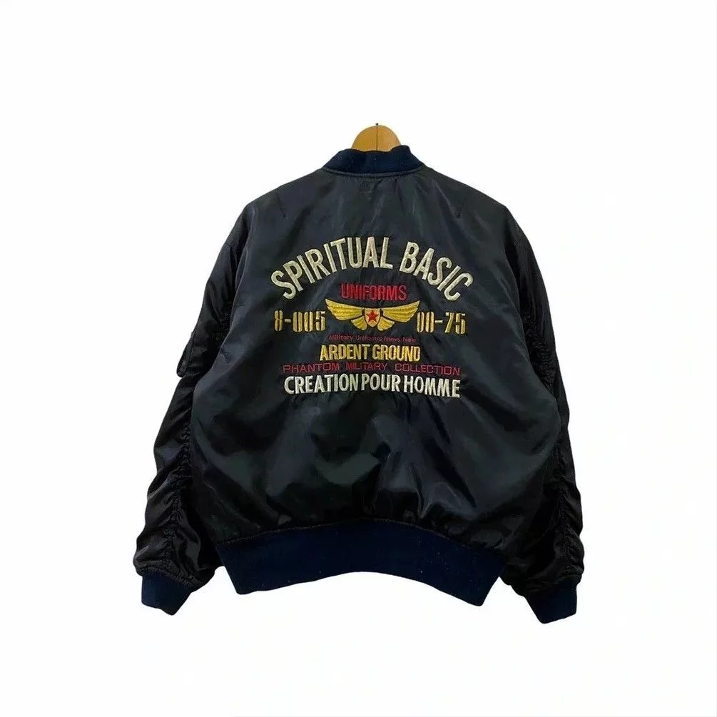 Vintage Bombers Vintage SPIRITUAL BASIC PHANTOM MILITARY COLLECTION FLIGHT JACKET Black