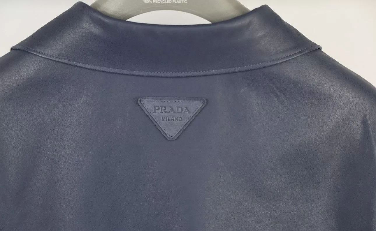 Prada Shirts Button Ups PRADA CAMICIA LEATHER SHIRT Blue