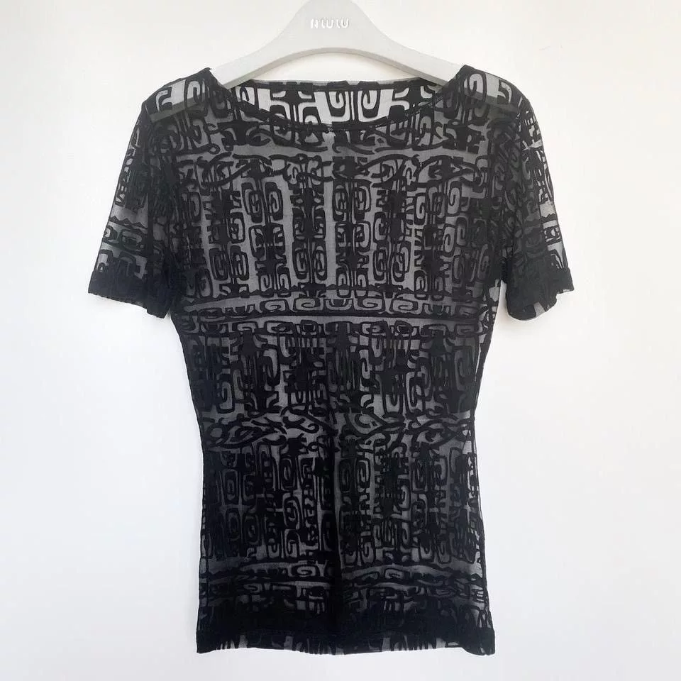Givenchy Short Sleeve T Shirts givenchy vision line short sleeved mesh top Black