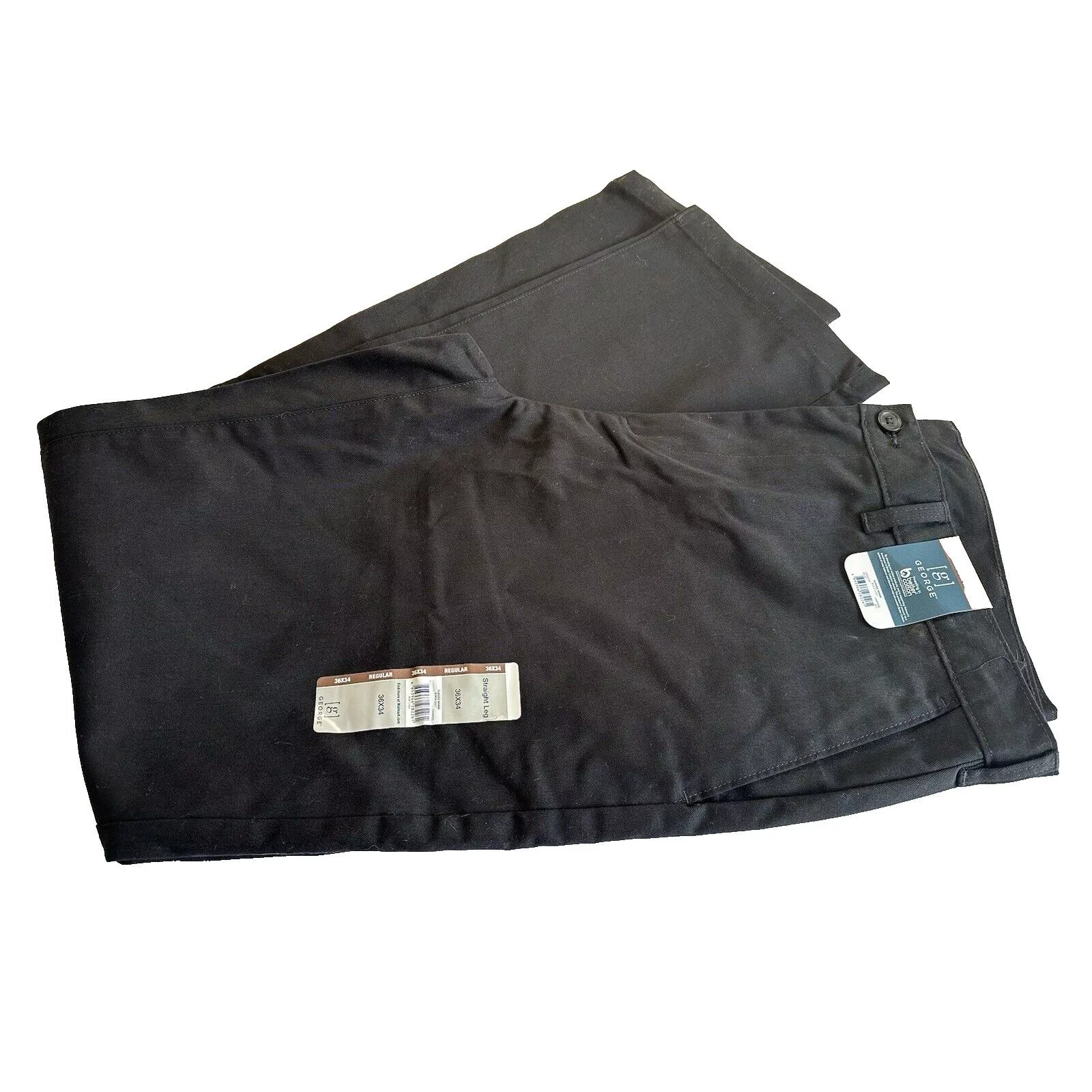 George Casual Pants George Classic Khaki Pant Black 36x34 Flat front NormcoreNWT