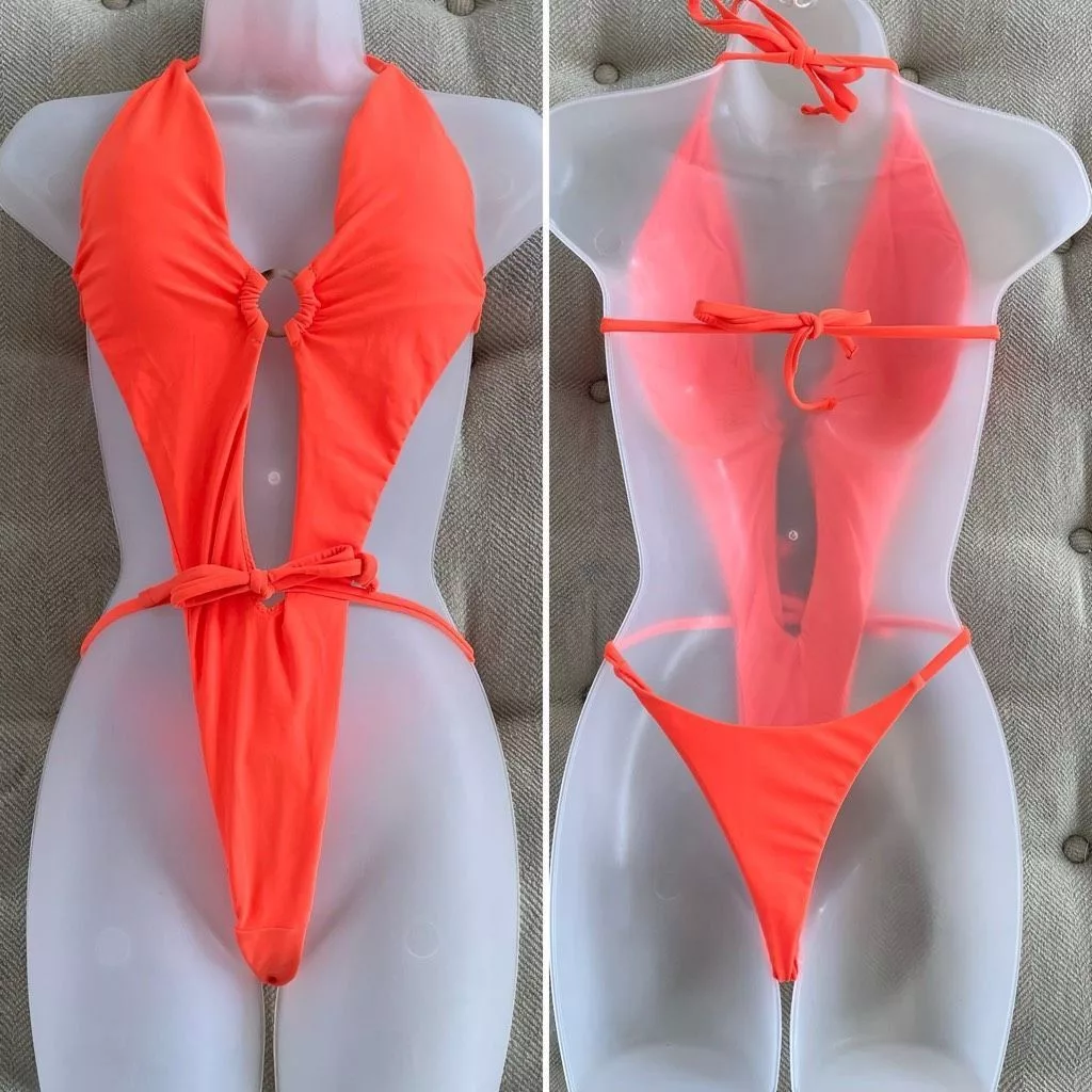 Other Socks Intimates Other NWOT Mermaid Swimwear Neon Orange Slingshot 1pc Swimsuit S