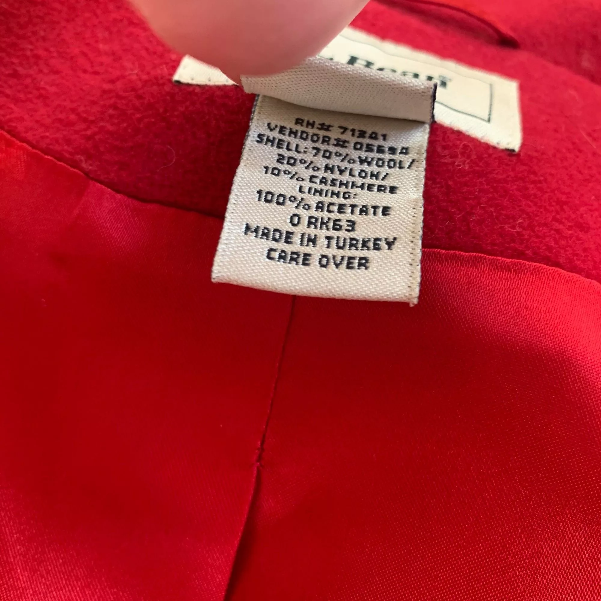 L.L. Bean Coats L.L. Bean LL Bean Wool & Cashmere Red Pea Coat 12