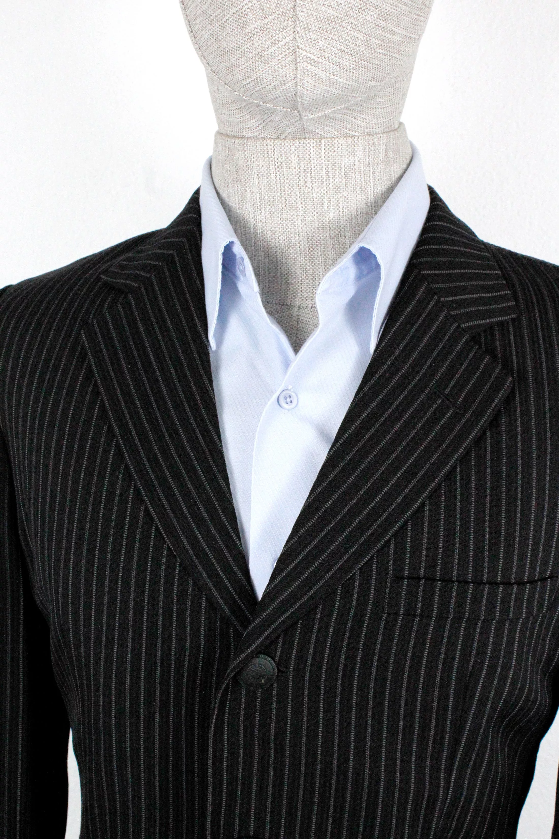 Versace Light Jackets Vintage Versace Classic V2 Striped Knit Black Blazer Jacket Luxury