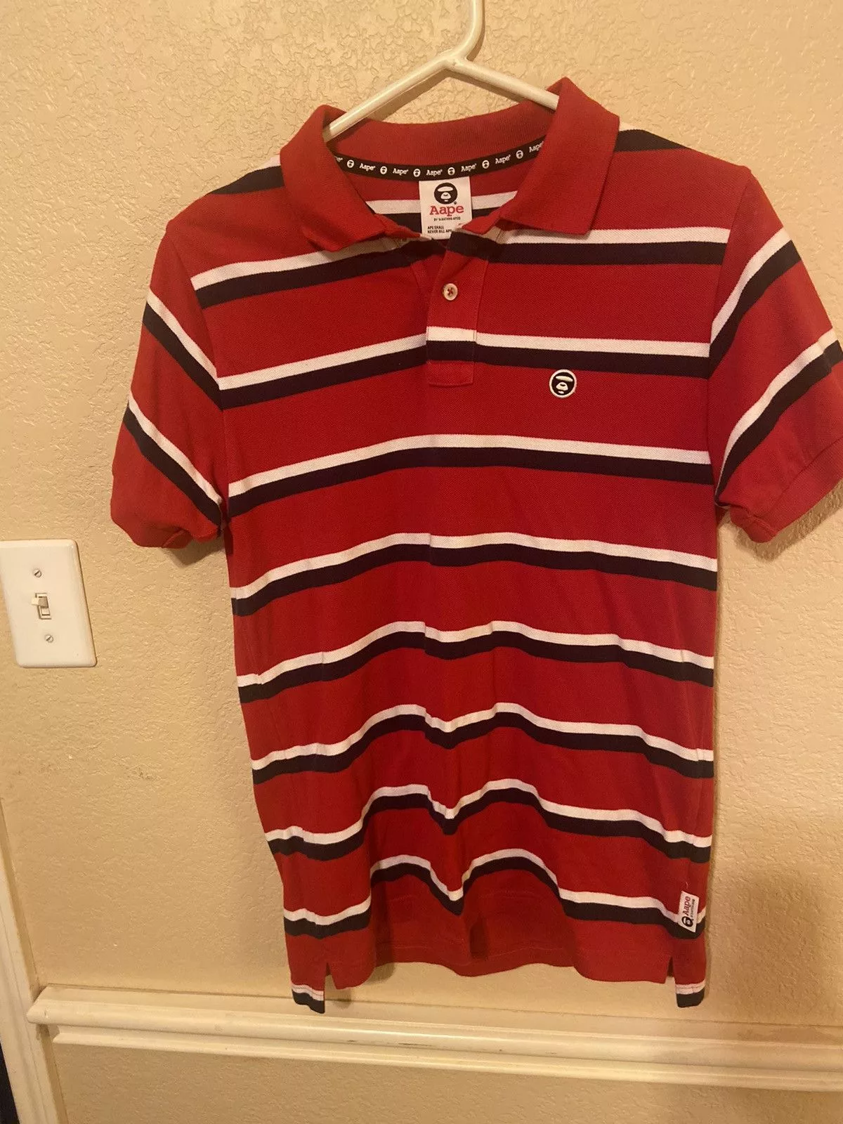 Aape Polos AAPE by A Bathing Ape Striped Polo Red