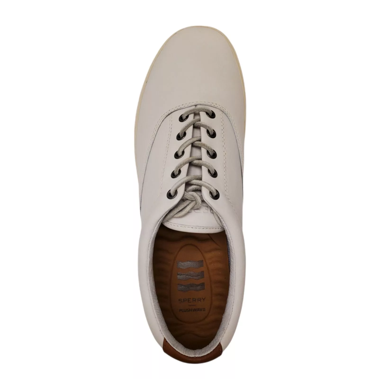 Sperry Low Top Sneakers Sperry Mens Striper Plush Wave Lace-up Sneakers Leather White