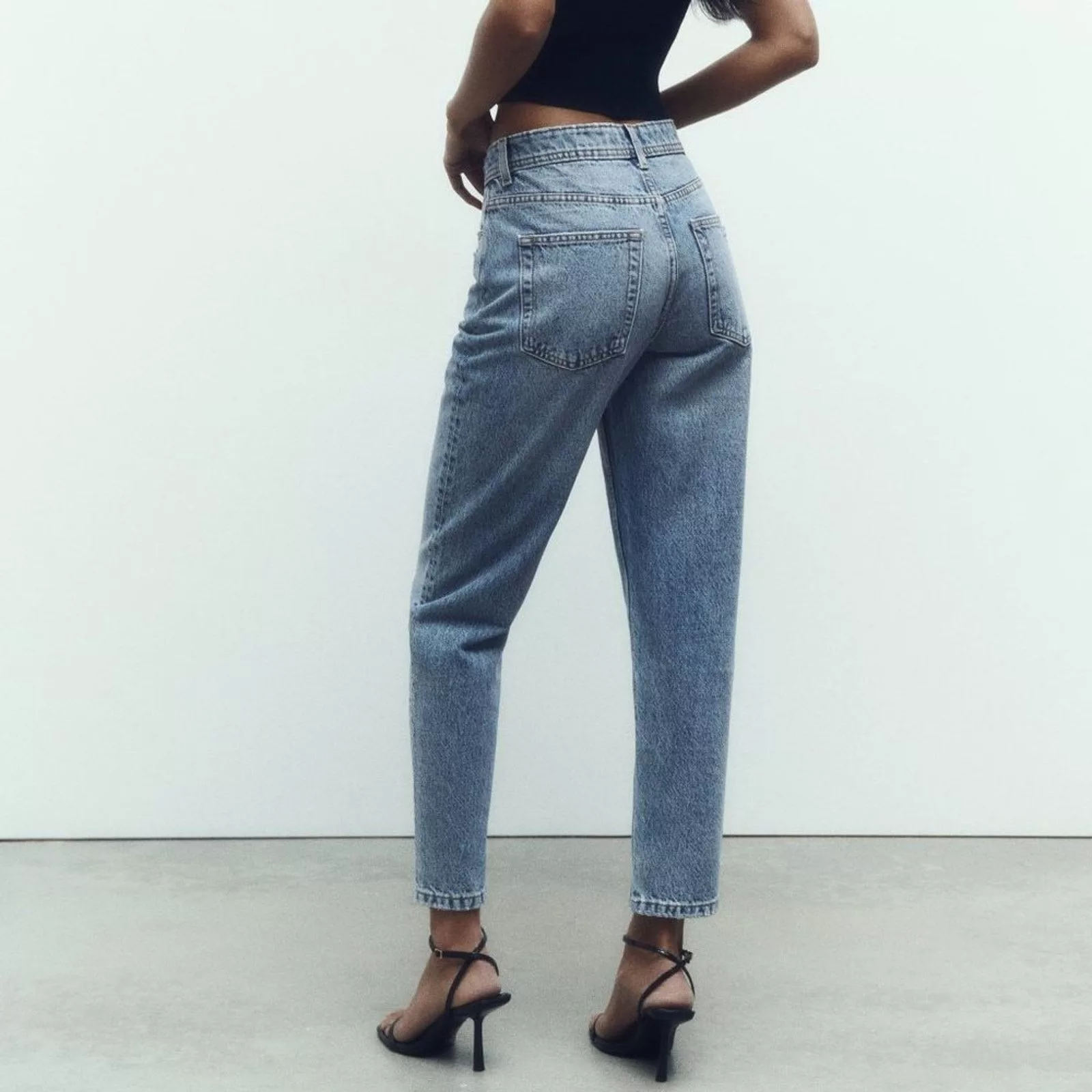 Zara Jeans ZARA Denim By TRF Distressed Mom Fit Jeans Sz 4 Blue