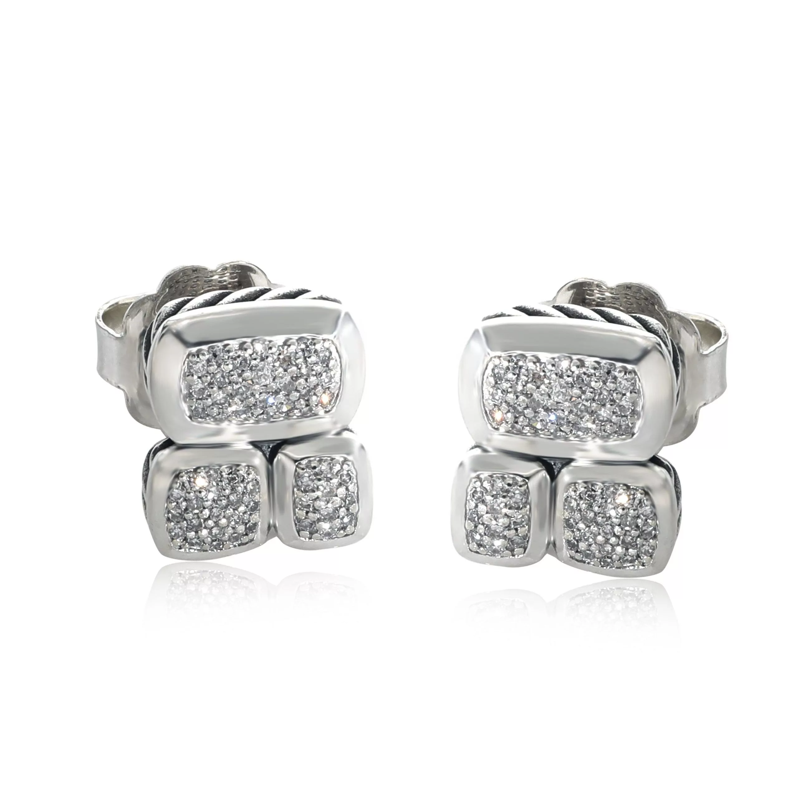David Yurman Rings David Yurman Confetti Diamond Earrings in Sterling Silver 0.26 CTW
