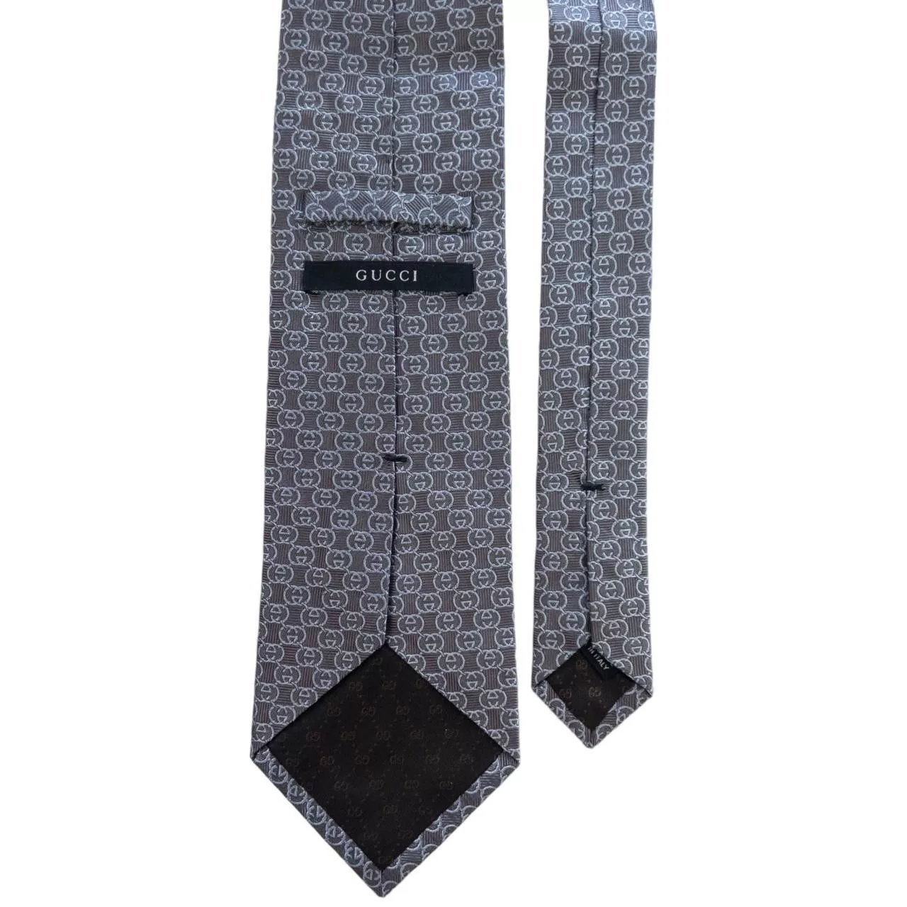 Gucci Ties Pocketsquares Vintage Gucci Monogram Silk Tie Gray