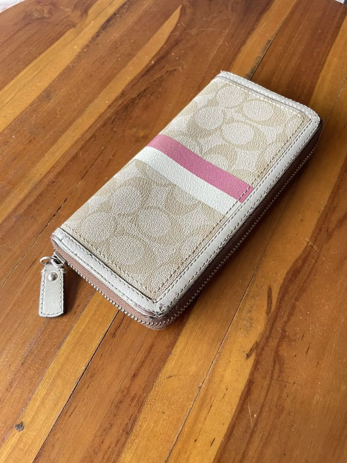 Coach Wallets Coach Signature Monogram Long Wallet Beige