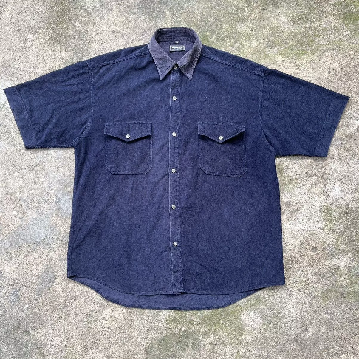 Versace Shirts Button Ups ❌SOLDOUT❌Rare 90s Versace Shirt Corduroy Blue
