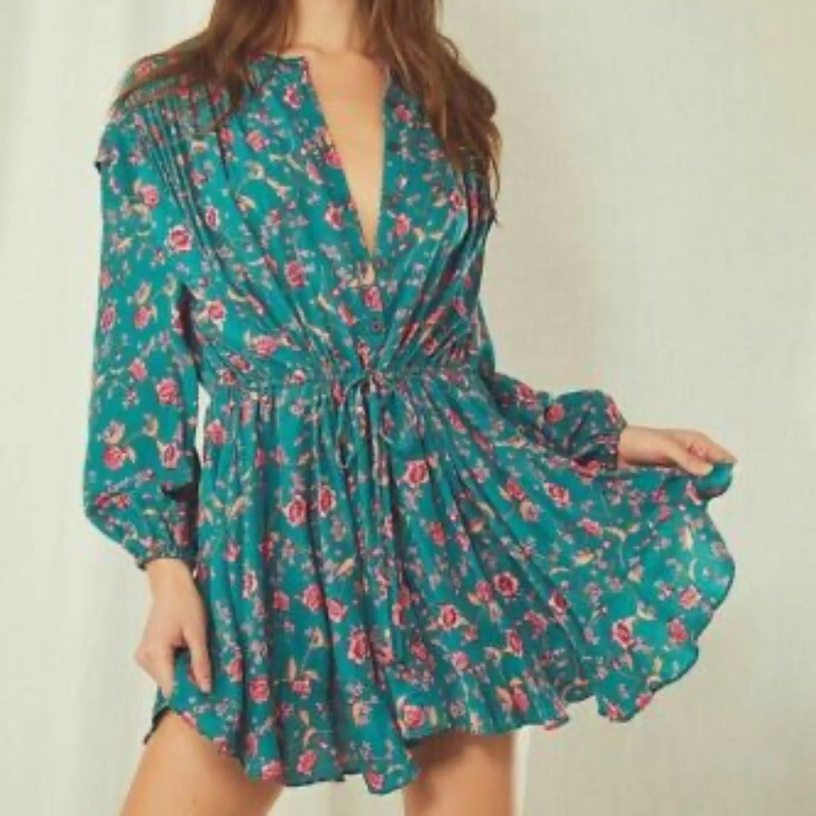 Free People Mini Dresses FREE PEOPLE Flower Fields Mini Dress in Size XS Green