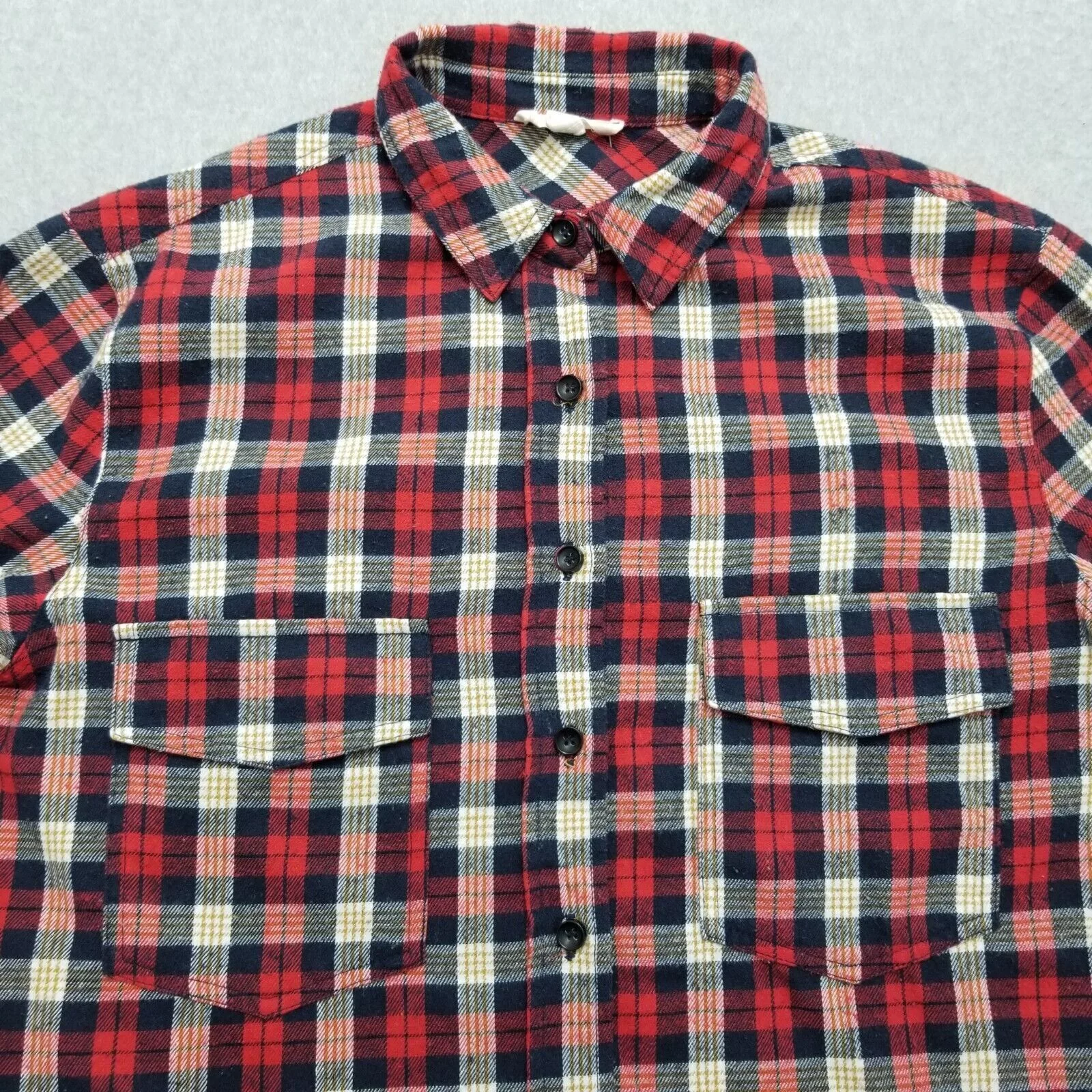 Other Button Ups Other Entro Shirt Womens Small Plaid Flannel Button Up Pockets Red
