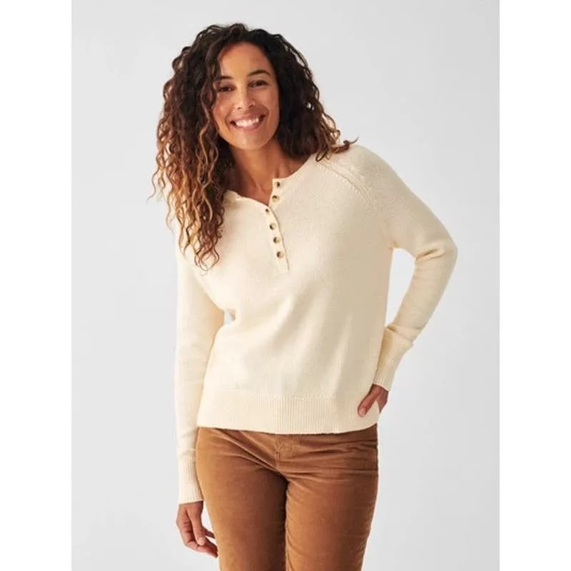 Faherty Sweaters Faherty Cozy Cotton Henley Sweater In Beige Size XL