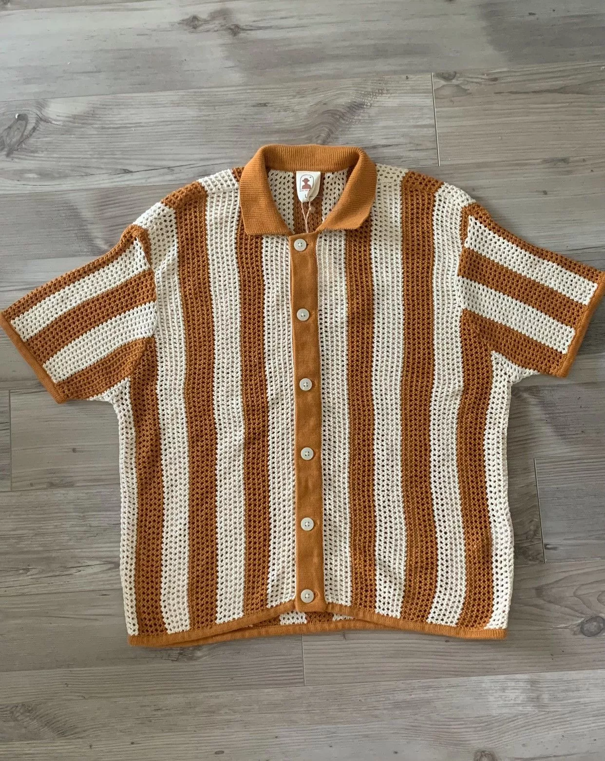 Handmade Shirts Button Ups Handmade Crochet Button-Up Brown