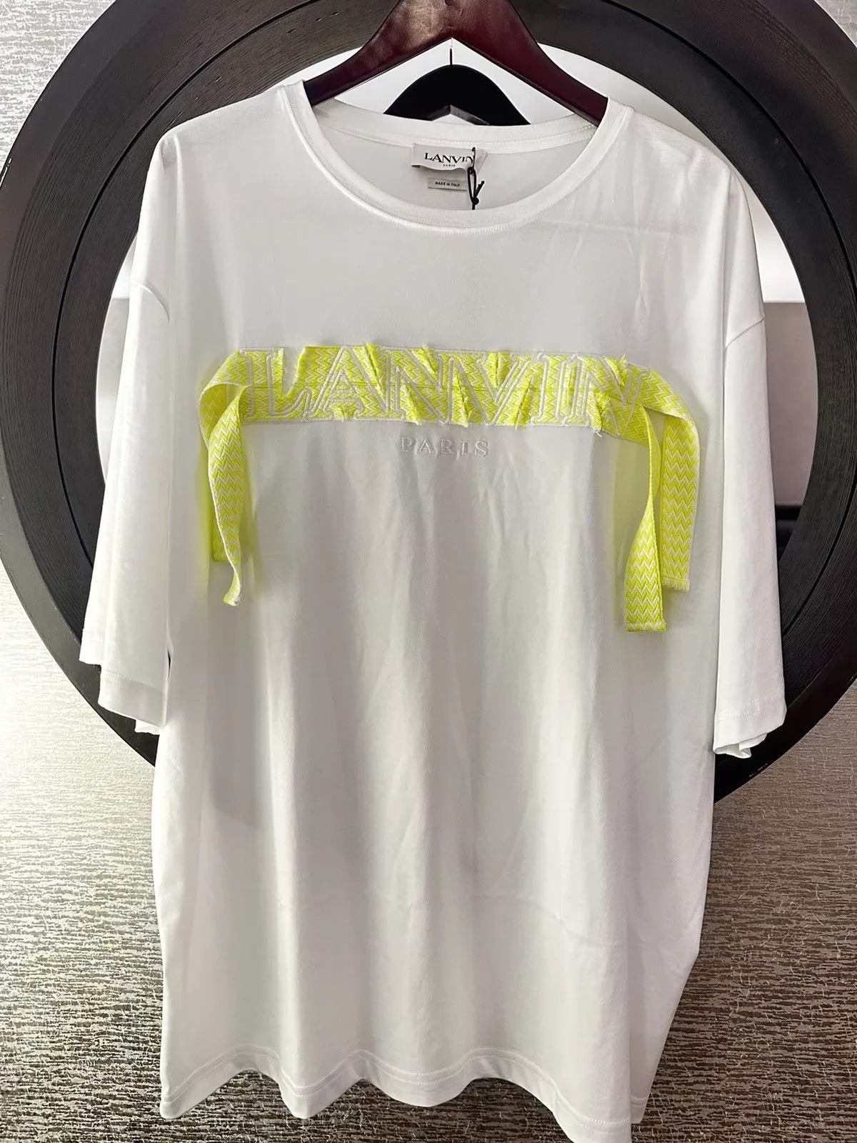 Lanvin Short Sleeve T Shirts Lanvin Curb Shoestring T-Shirt White