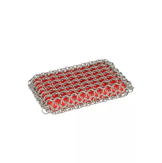 Red Silicone & Chainmail Scrubbing Pad
