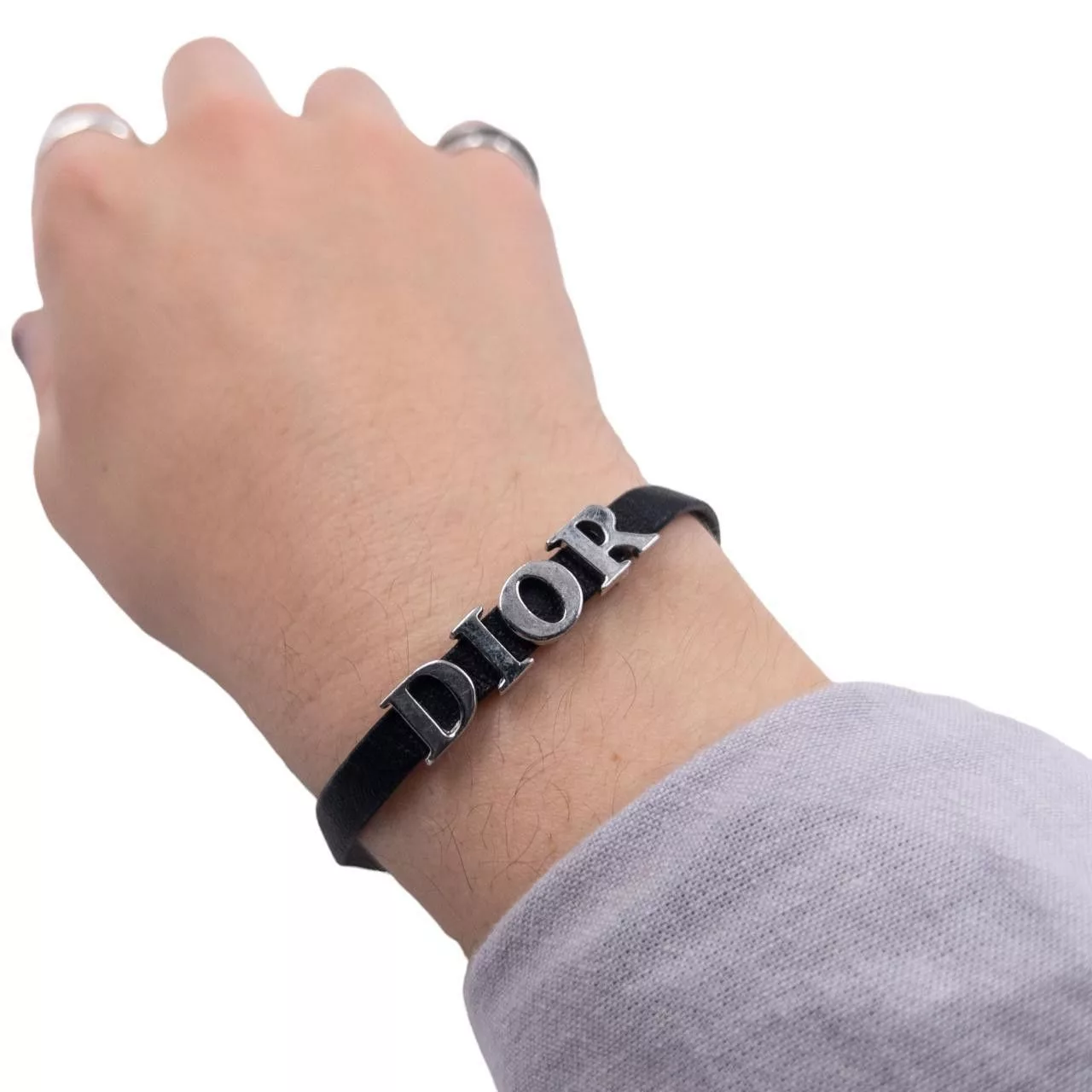 Dior Bracelets Vintage Dior Leather Strap Bracelet Black