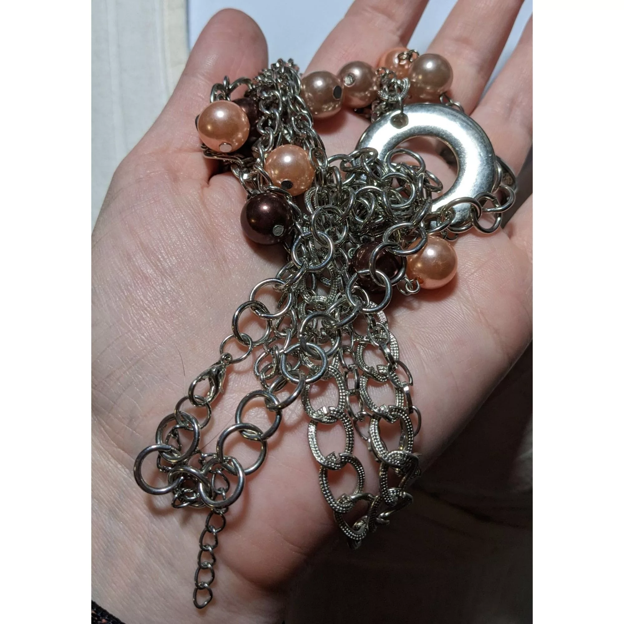 Other Necklaces Other Multilayer Chain Pearl Fringe Necklace Silver